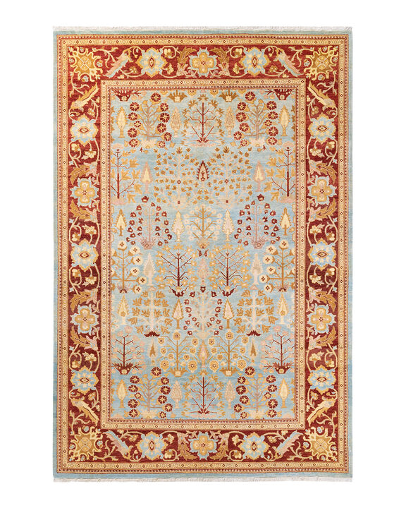 Eclectic, One-of-a-Kind Hand-Knotted Area Rug  - Light Blue, 6' 2" x 9' 2"
