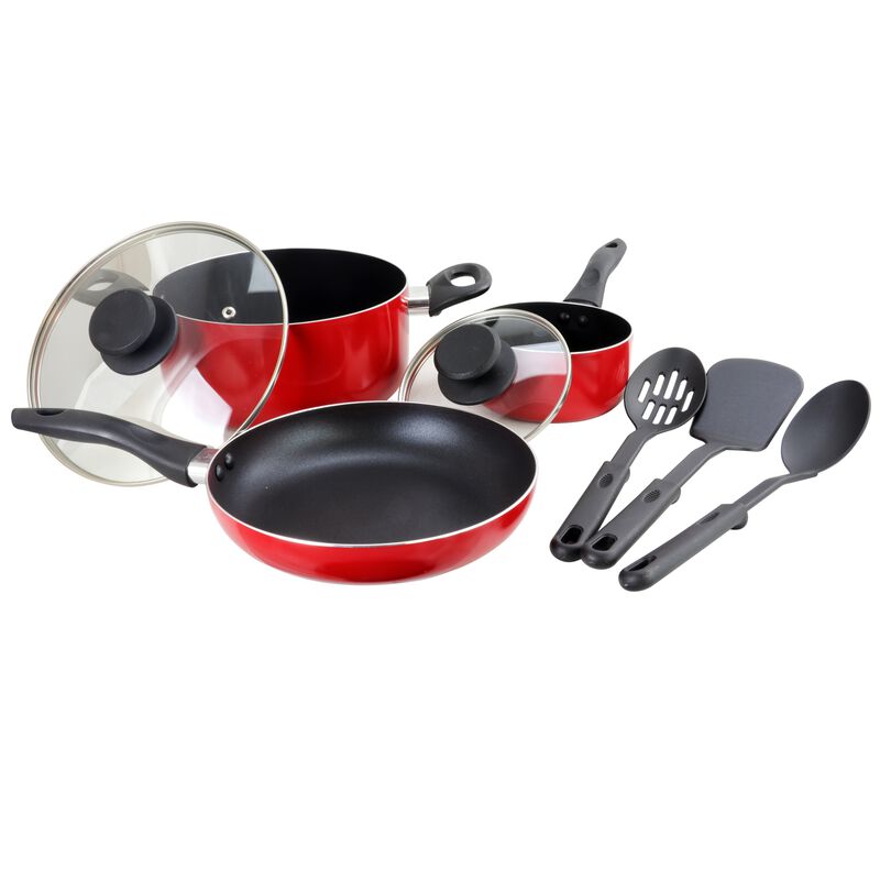 Gibson Home Palmer 8-Piece Cookware Set in Red