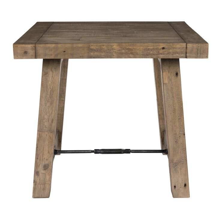 Handcrafted Reclaimed Wood End Table with Grains, Weathered Gray-Benzara