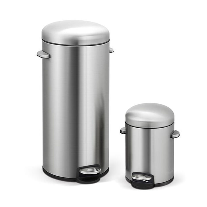 8 Gallon and 1.3 Gallon Step-On Stainless Steel with Lids
