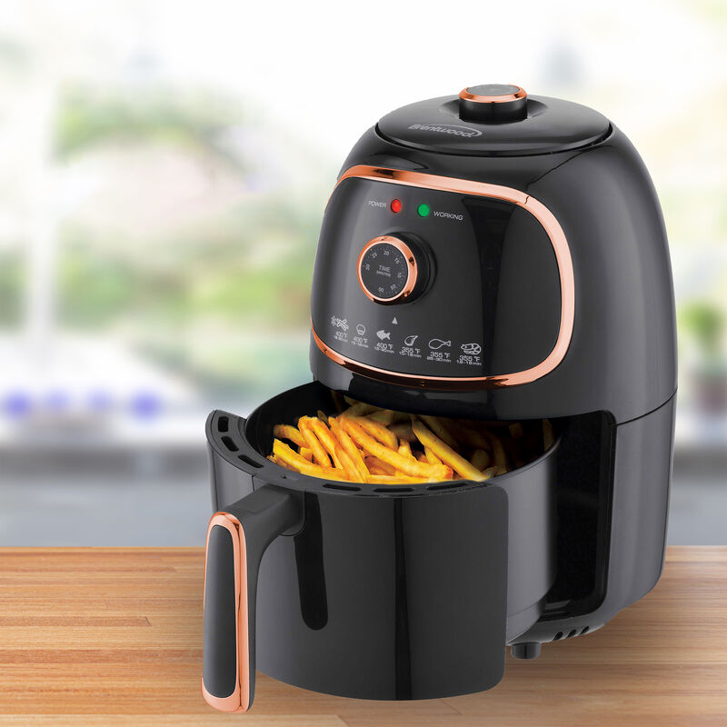 Brentwood AF-202BK 2 Quart Small Electric Air Fryer Copper with Timer and Temp Control