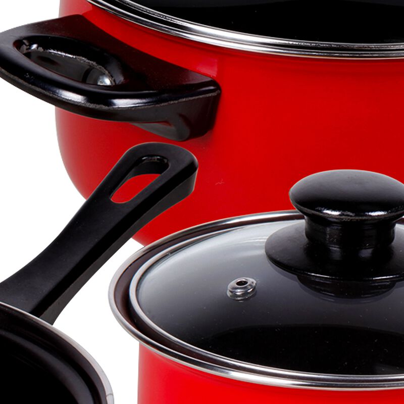 Gibson Home Chef Du Jour 7-Piece Cookware Set, True Red