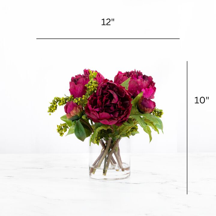 Real touch peony arrangement in vase