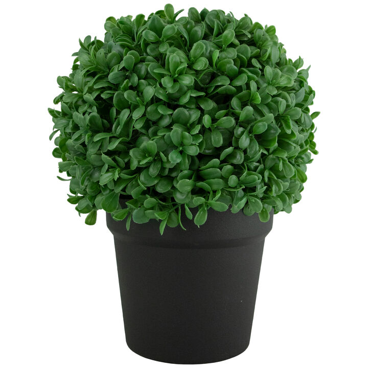 9.5" Artificial Boxwood Ball Topiary in Round Pot  Unlit
