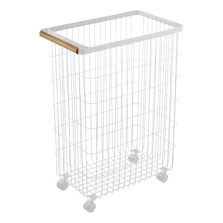 Rolling Wire Basket - Steel and Wood