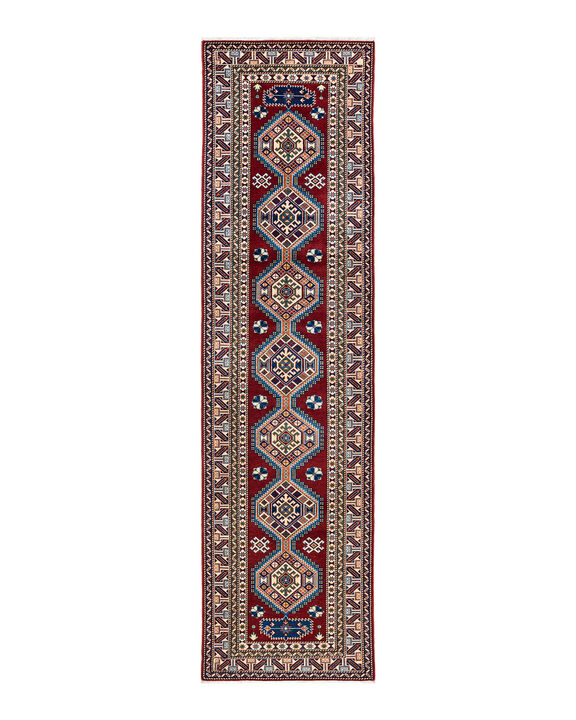 Tribal, One-of-a-Kind Hand-Knotted Area Rug  - Red, 2' 10" x 10' 8"