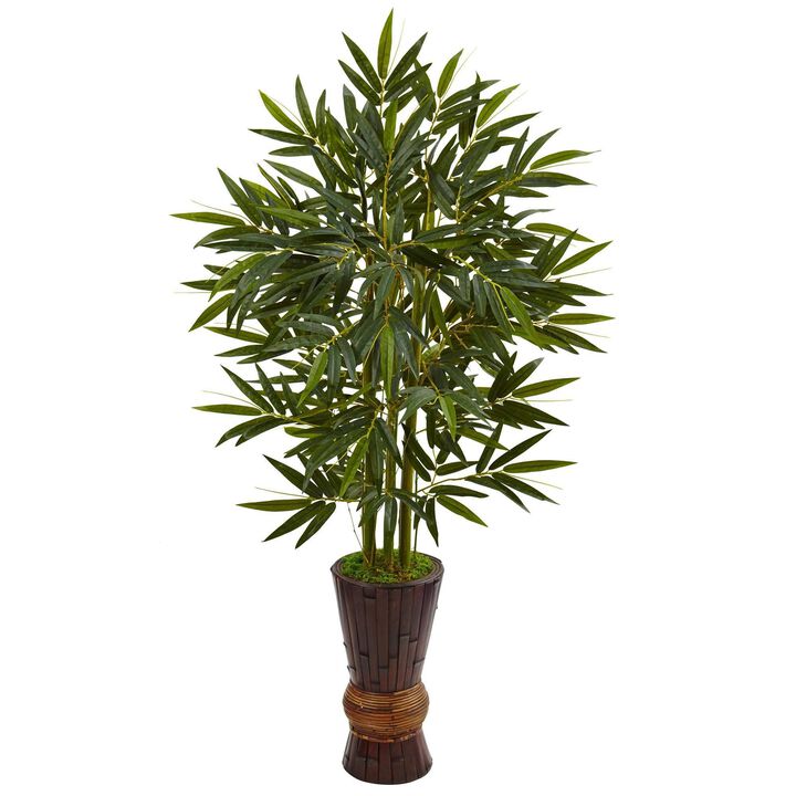 Nearly Natural 5-ft Bamboo Tree in Bamboo Planter