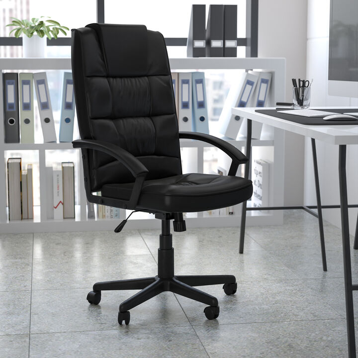 Nora High Back Black LeatherSoft Executive Swivel Office Chair with Arms