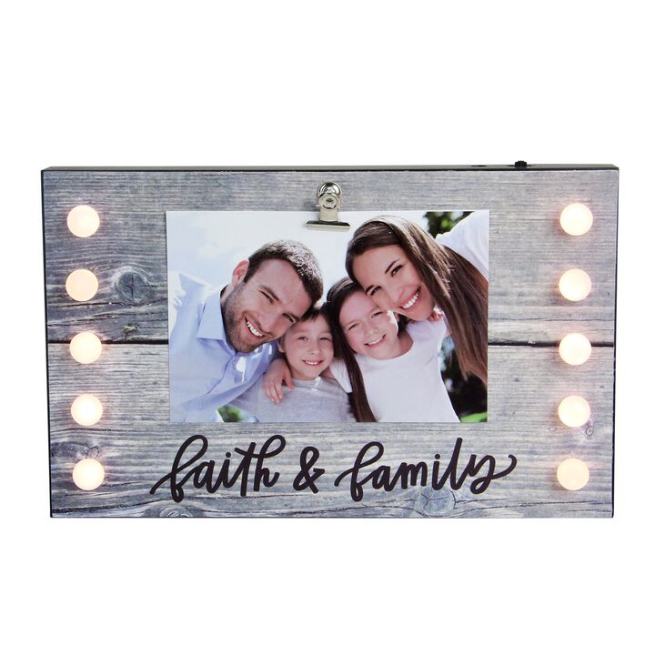 LED Lighted Faith & Family Picture Frame with Clip - 4" x 6"