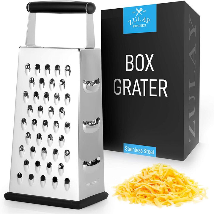Stainless Steel Cheese Grater with Easy-Grip Handle and Non-Slip Base