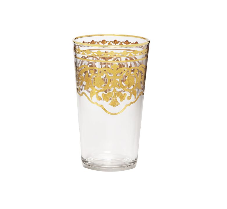 Set of 6 Tumblers with Gold Artwork