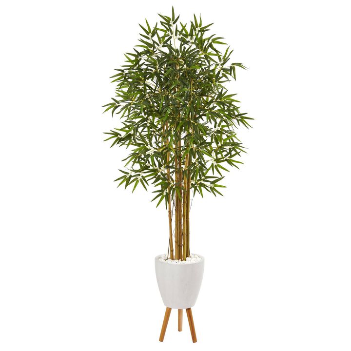Nearly Natural 74-in Multi Bambusa Bamboo Tree in Planter with Stand