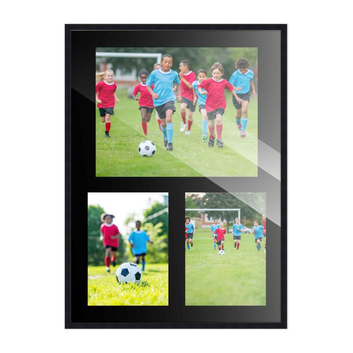 12x17 Wood Collage Frame with a Black Mat for 8x10 & 5x7 Pictures