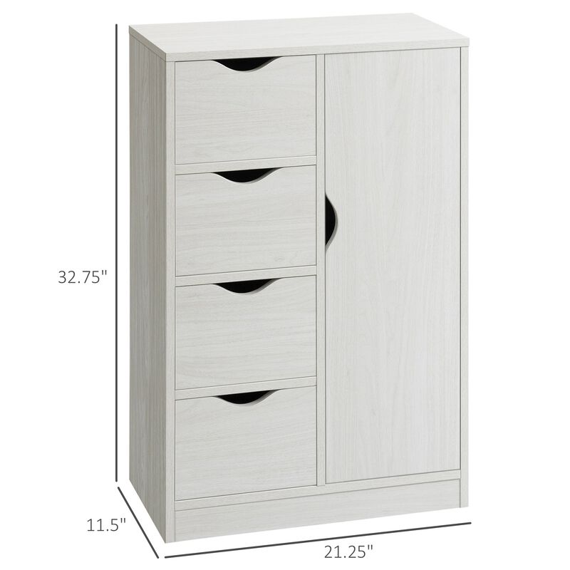 Modern Storage Cabinet Slim Chest Freestanding Storage Organizer with Four Drawers for Bedroom, Entryway, Living room and Bathroom, White
