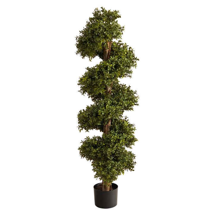 Nearly Natural 46-in Boxwood Spiral Topiary Artificial Tree (Indoor/Outdoor)