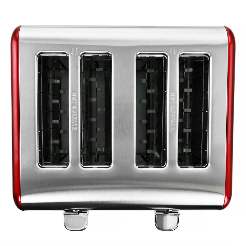 MegaChef 4 Slice Toaster in Stainless Steel Red