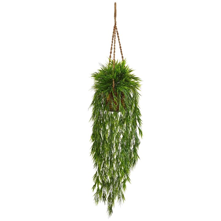 Nearly Natural 43-in Mini Bamboo Hanging Basket