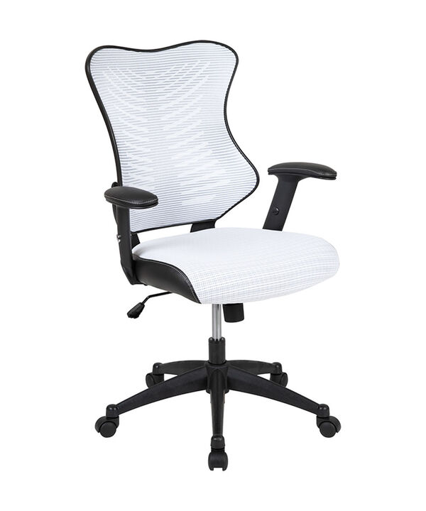 Flash Furniture Kale High Back Designer White Mesh Executive Swivel Ergonomic Office Chair with Adjustable Arms