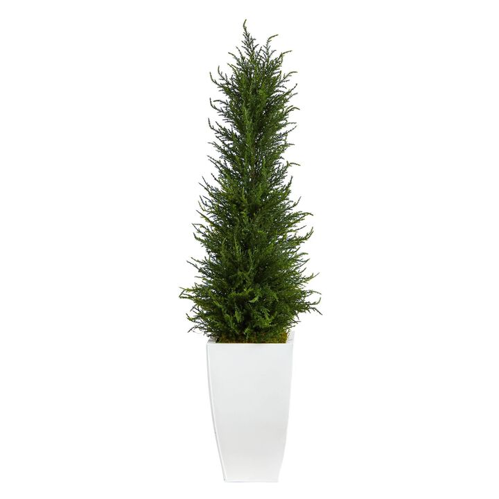 Nearly Natural 3.5-in Cypress Tree in Planter UV Resistant (Indoor/Outdoor)