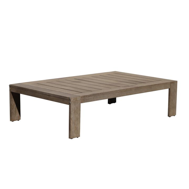 Neji 51 Inch Coffee Table, Burnt Brown Acacia Wood Frame, Plank Surface-Benzara