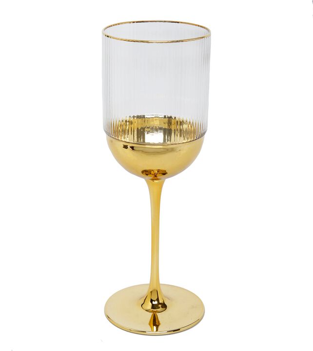 Set of 6 Wine Glasses with Gold Dipped Bottom