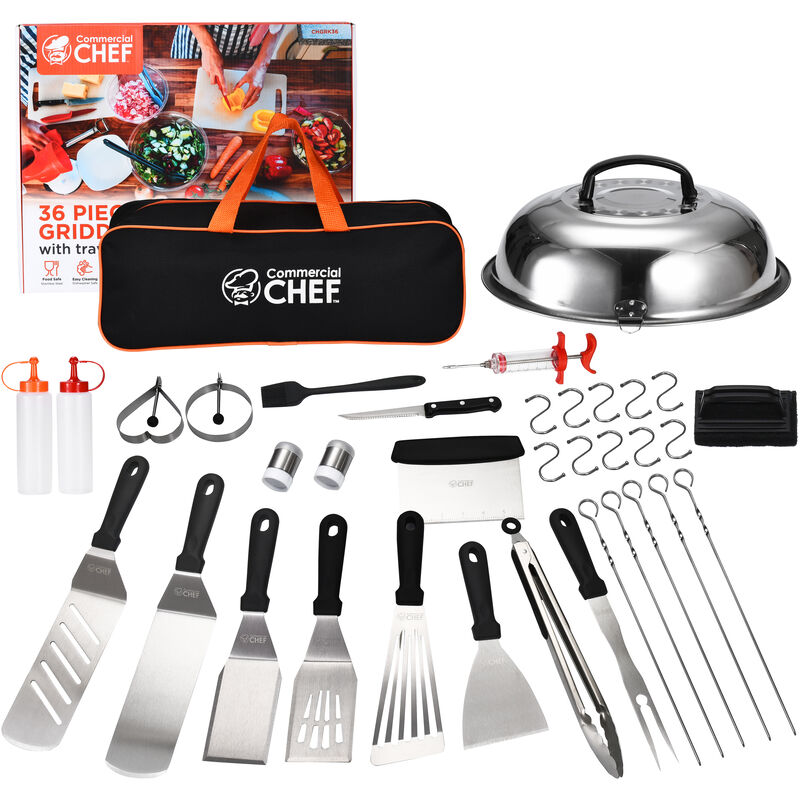 Commercial Chef Blackstone Griddle Accessories Kit - Flat Top Grill Accessories - Griddle Tools Utensils - for Breakfast Hibachi and Camp Chef Griddle - with Chef Spatula Set and Cleaning Kit - 36 PCS