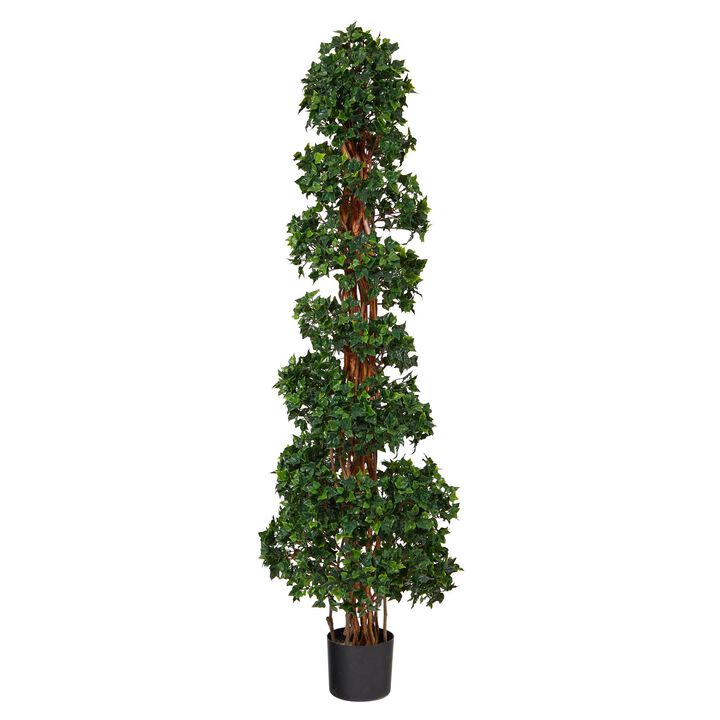 Nearly Natural 5.5-in English Ivy Topiary Spiral Tree UV (Indoor/Outdoor)