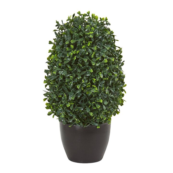 Nearly Natural 13-in Boxwood Topiary Plant UV Resistant (Indoor/Outdoor)