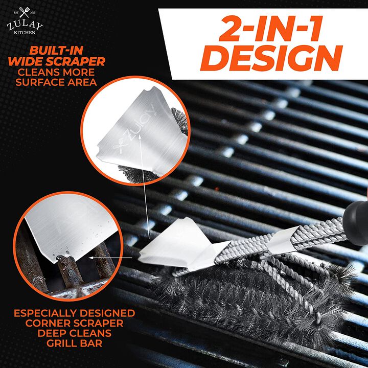 Long Handle Grill Brush and Scraper for All Grill Types