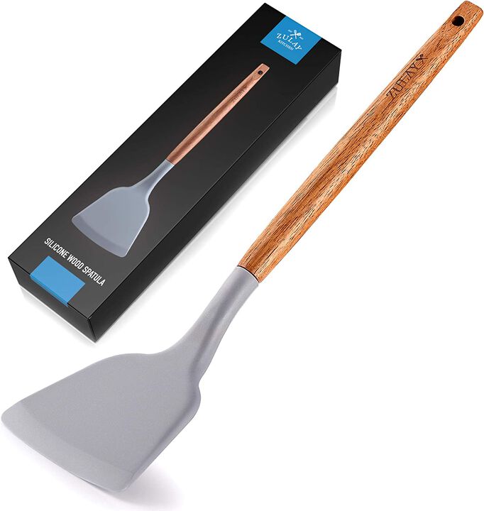 Flexible & Heat Resistant Silicone Spatula With Acacia Wood Handle