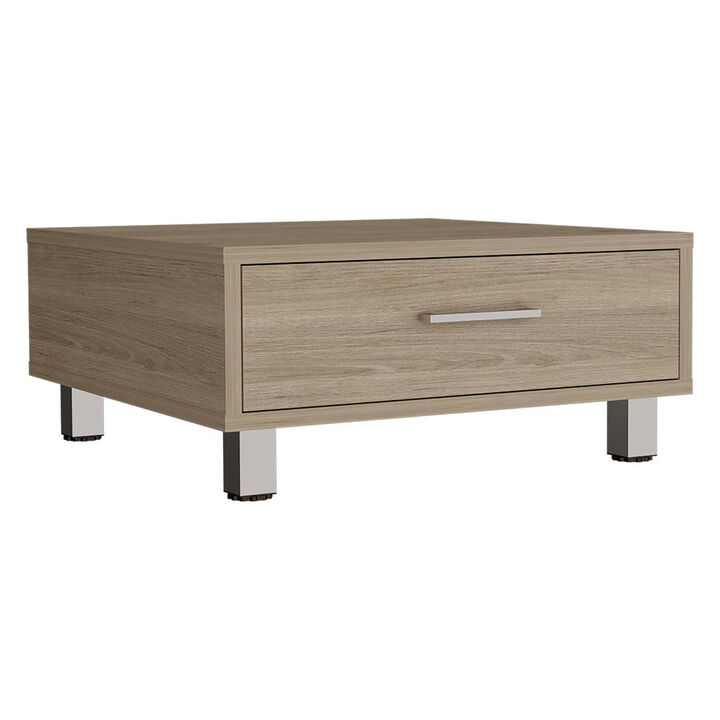 DEPOT E-SHOP Staten Coffee Table, Four Legs, One Drawer , Light Pine
