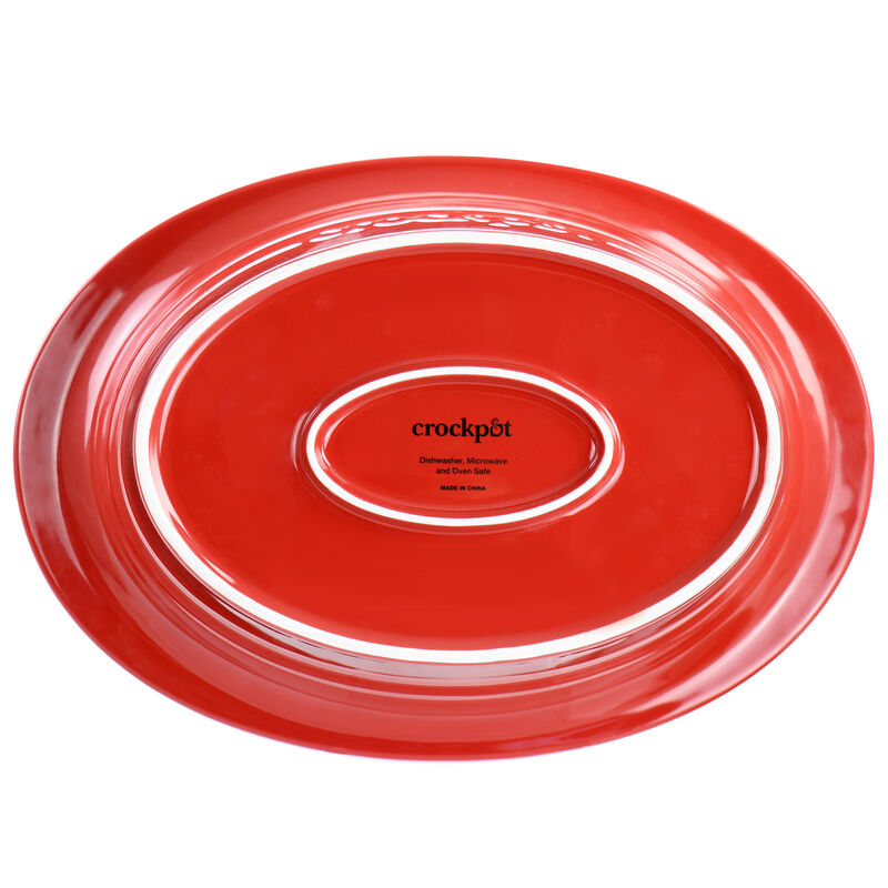 Crockpot Appleton 2 Quart Oval Stoneware Casserole Dish in Red with Glass Lid