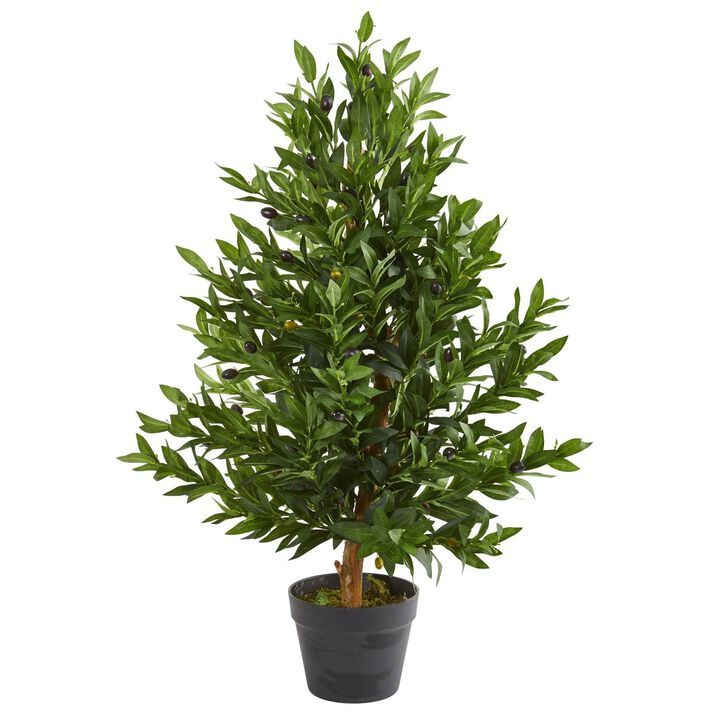Nearly Natural 35-in Olive Cone Topiary Tree UV Resistant (Indoor/Outdoor)