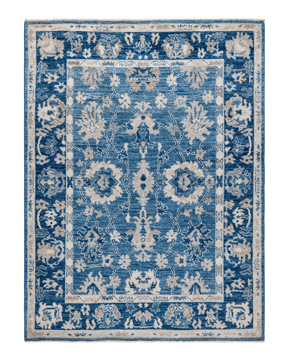 Oushak, One-of-a-Kind Hand-Knotted Area Rug  - Light Blue, 5' 2" x 6' 11"
