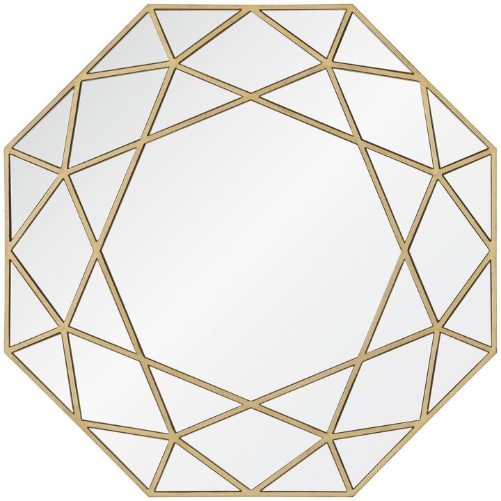 40" Clear Wooden Framed Octagonal Wall Mirror