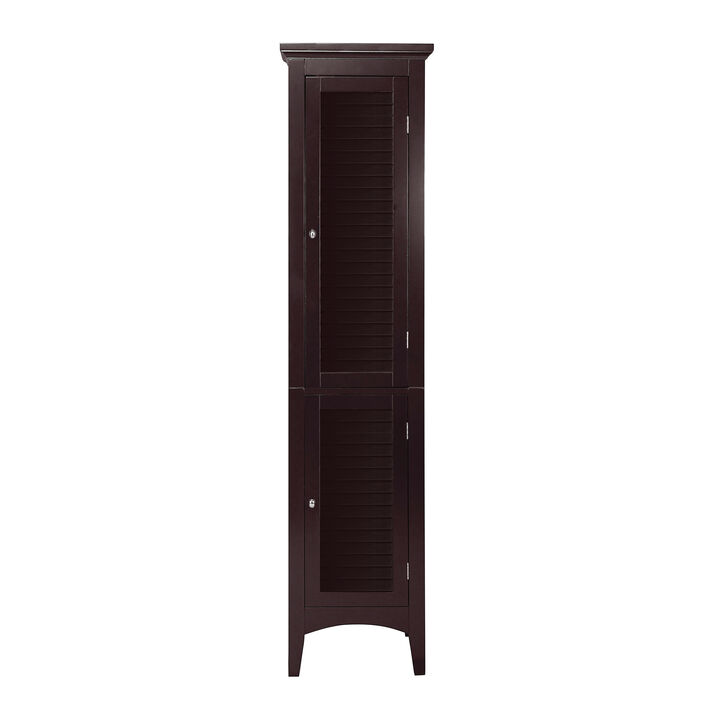 Teamson Home Glancy Two Shutter Doors Wooden Tall Tower Storage Cabinet Dark Brown