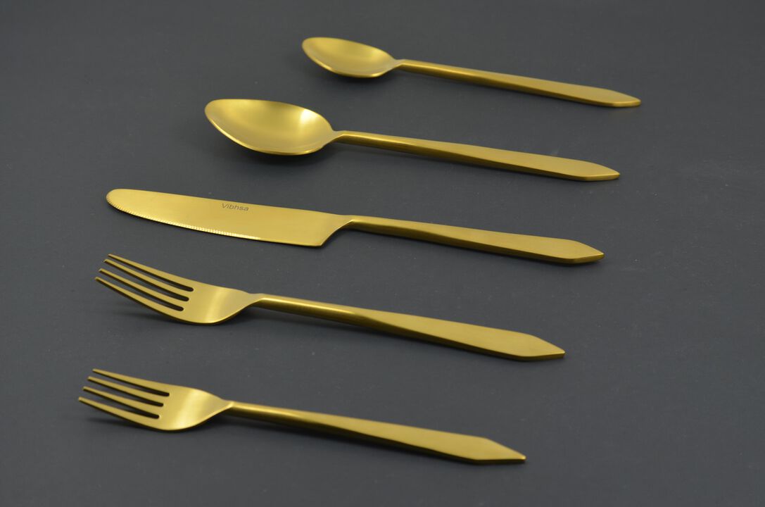 Brushed Golden Stainless Steel Flatware Set of 20 PC