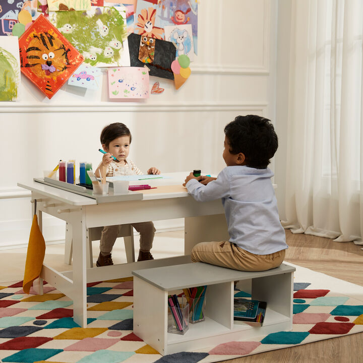 Fantasy Fields - Little Artist Monet Play Art Table Kids Furniture - White/Gray