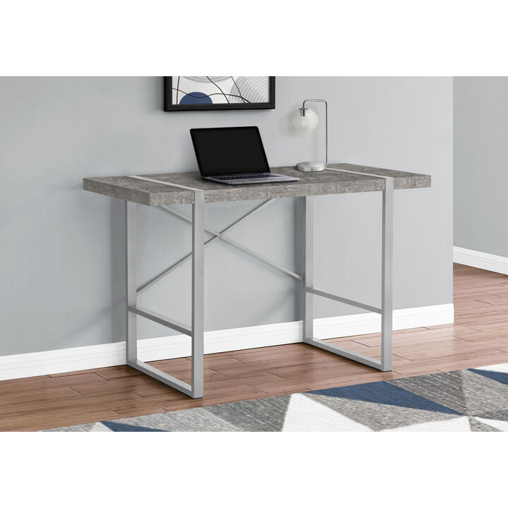 Monarch Specialties I 7662 Computer Desk, Home Office, Laptop, 48"L, Work, Metal, Laminate, Grey, Contemporary, Modern