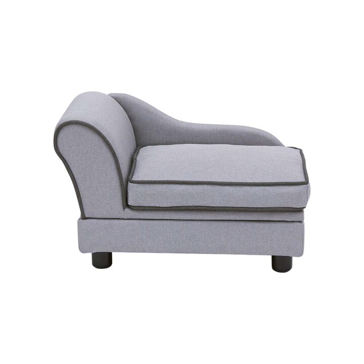 Teamson Pets Ivan Linen Pet Sofa with Storage & Washable Cover, Light Grey