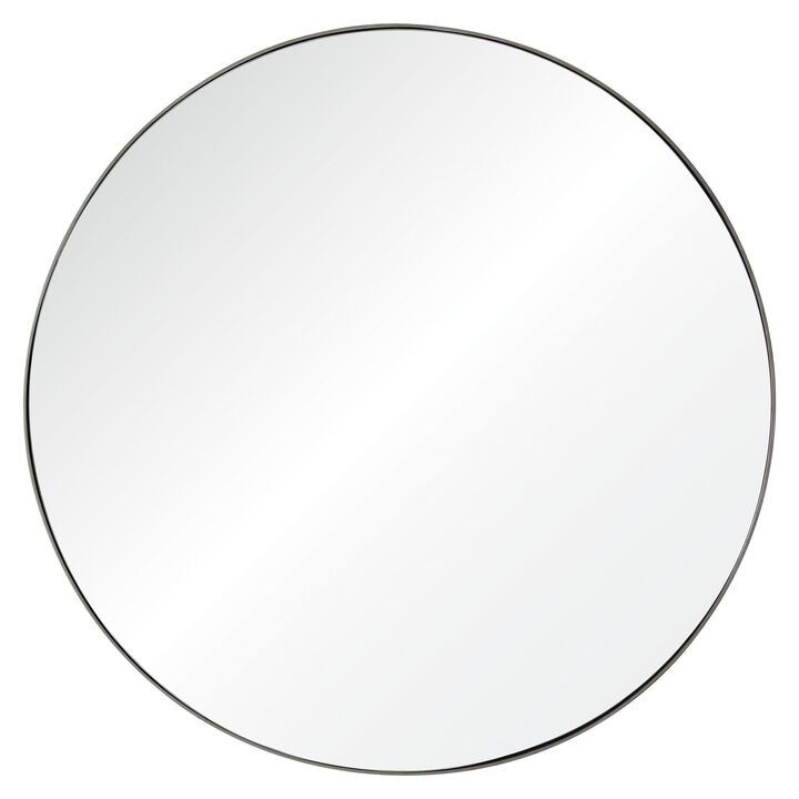 48" Silver Finished Metal Framed Beveled Round Wall Mirror
