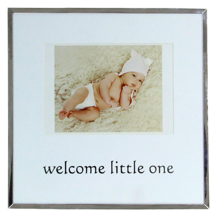 10" Metallic Square 4" x 6" Baby Photo Picture Frame - Silver