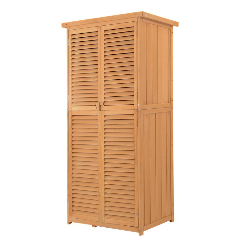 3' x 5' Wooden Garden Storage Shed, Sheds & Outdoor Storage with Asphalt Roof & 2 Large Wood Doors with Lock, Natural