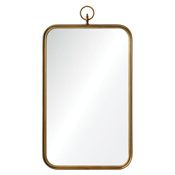 39.5" Gold Brass Finish Metal Framed Rectangular Wall Mirror