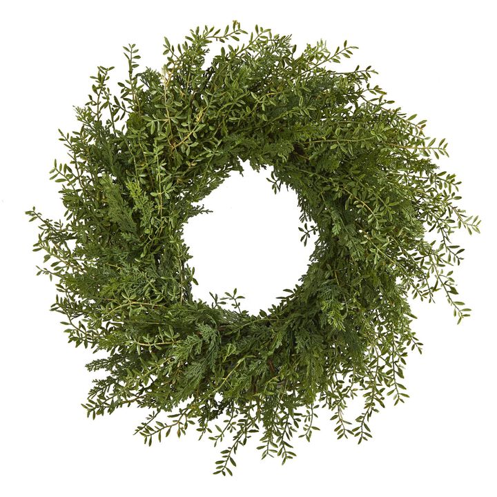 Nearly Natural 27-in Mixed Grass Artificial Wreath