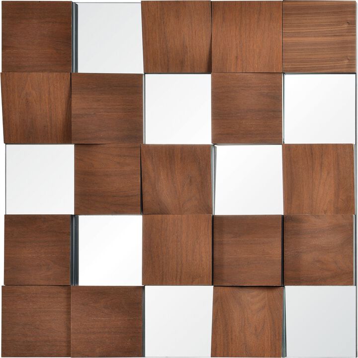 36" Walnut Brown Unframed Square Wall Mirror