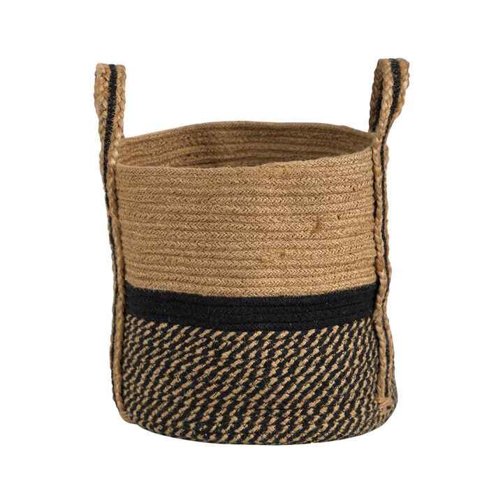 Nearly Natural 13-in Handmade Natural Jute Basket with Handles