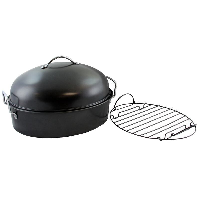 Gibson Home Kenmar High Dome Oval Roaster Set in Black
