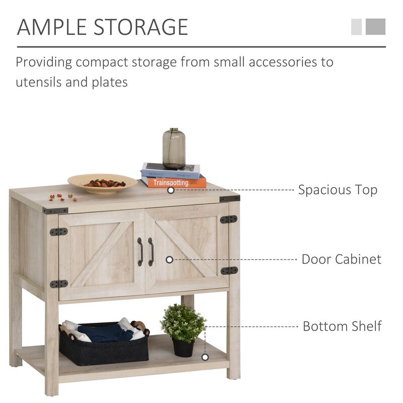 2-Door Free Standing Storage Cabinet with Bottom Shelf Kitchen Cupboard Entryway Storage Vintage Cabinet Oak