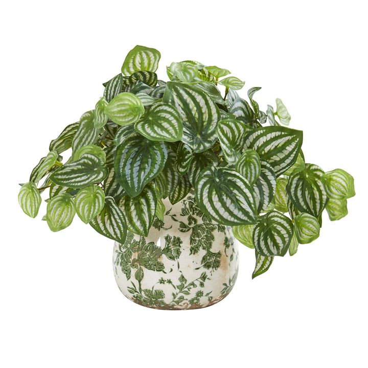 Nearly Natural 12-inWatermelon Peperomia Artificial Plant in Vase(Real Touch)